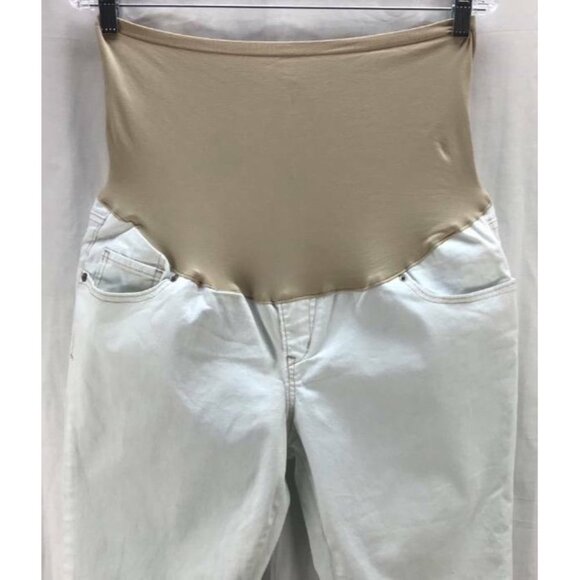 Old Navy Maternity Crop Denim Jeans 14 White Full Panel Stretch Women 2584 - Picture 2 of 6